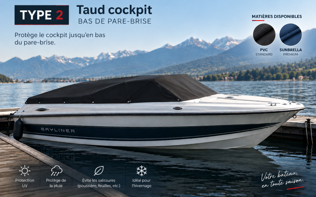 Taud cockpit bas de pare-brise sur mesure : la protection polyvalente pour votre bateau